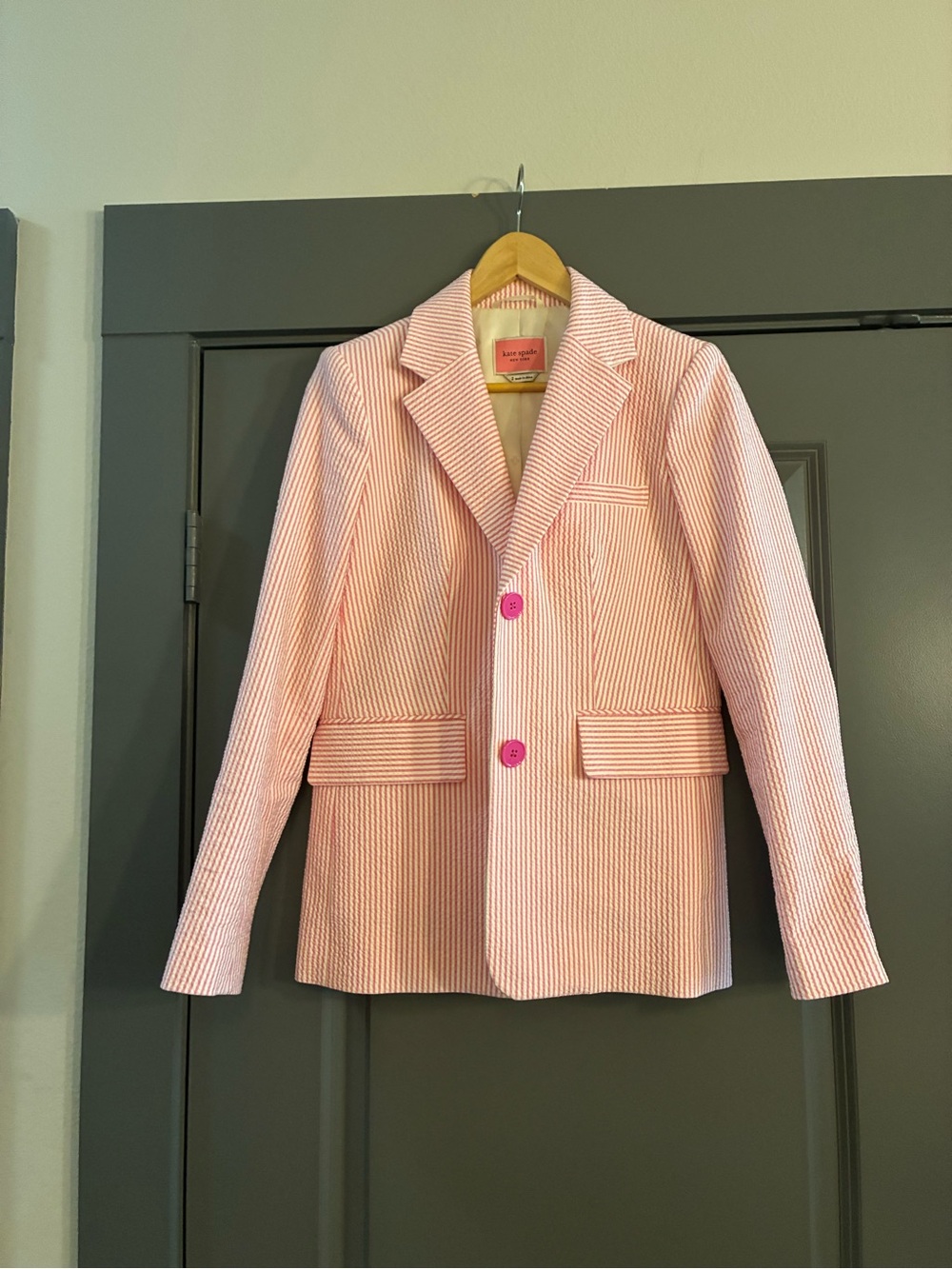 kate spade Pink and White Striped Seersucker Blazer and matching shorts